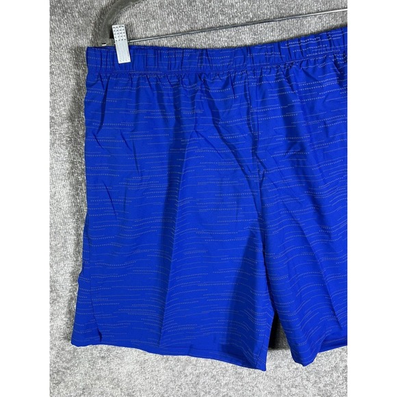 Asics Lite Show 7 Inch Running Shorts Mens XXL Blue Reflective Print Zip Pocket - Picture 8 of 14